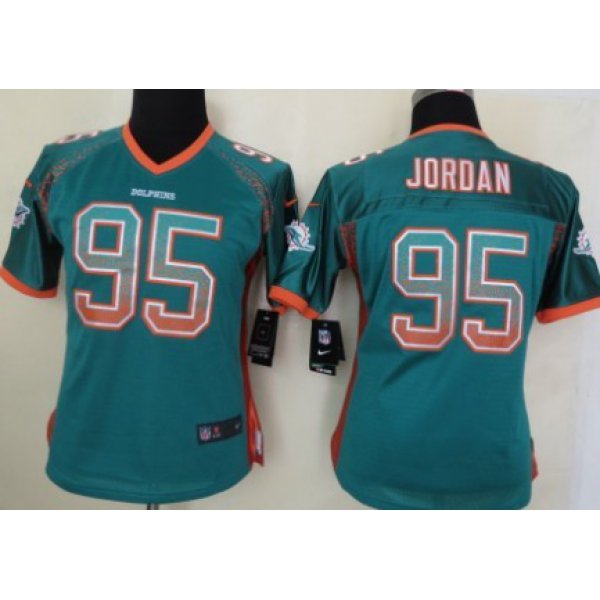 Nike Miami Dolphins #95 Dion Jordan Drift Fashion Green Womens Jersey