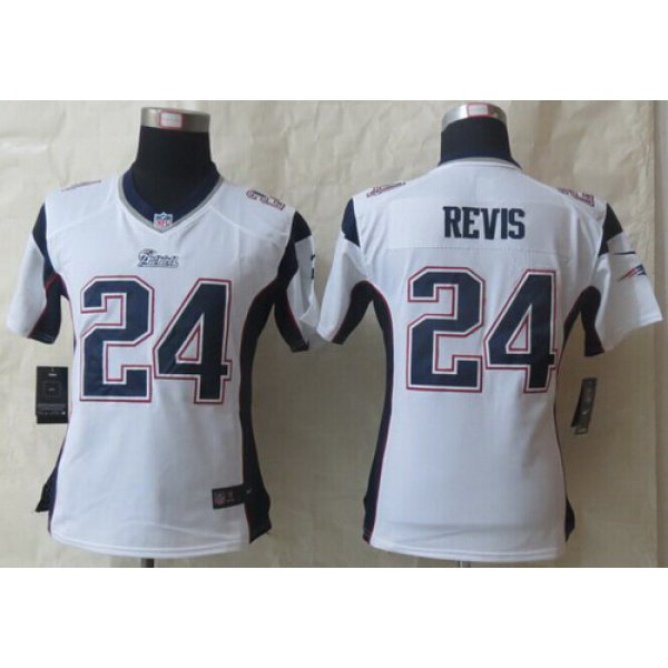 Nike New England Patriots #24 Darrelle Revis White Game Womens Jersey