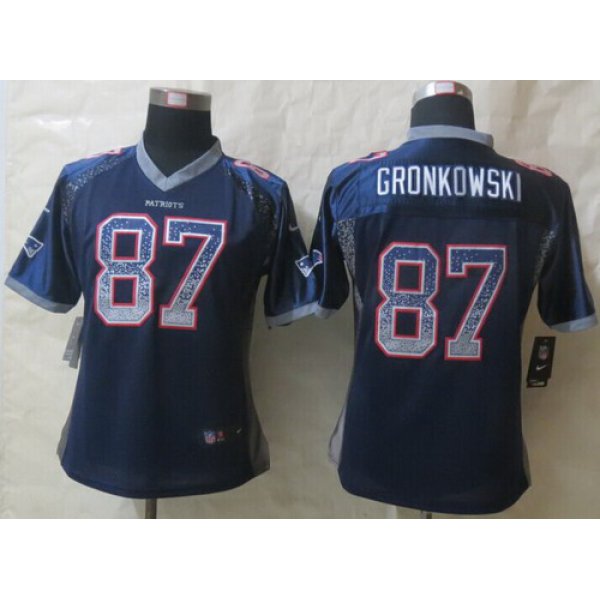 Nike New England Patriots #87 Rob Gronkowski Drift Fashion Blue Womens Jersey