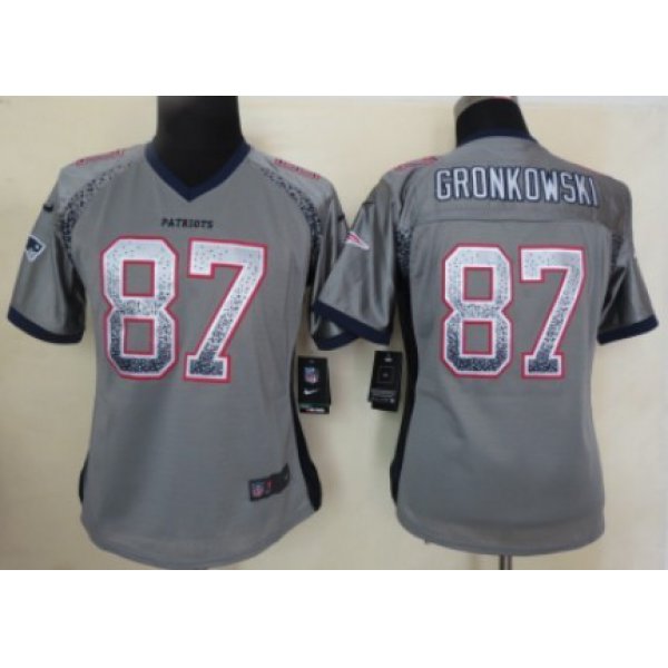 Nike New England Patriots #87 Rob Gronkowski Drift Fashion Gray Womens Jersey