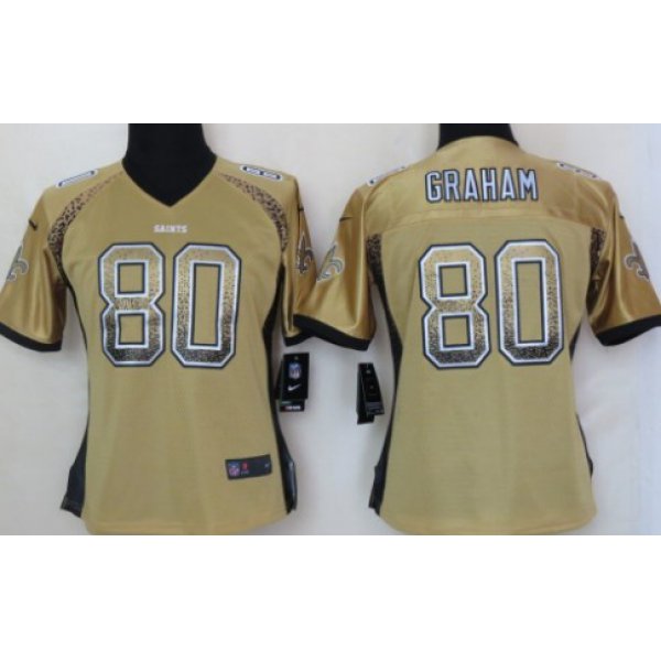 Nike New Orleans Saints #80 Jimmy Graham Drift Fashion Gold Womens Jersey