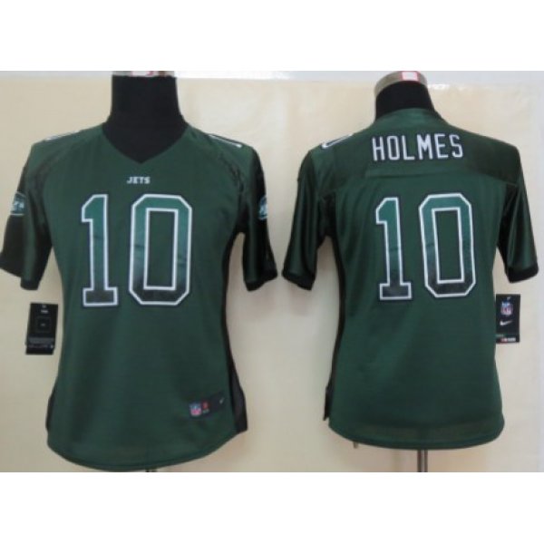 Nike New York Jets #10 Santonio Holmes Drift Fashion Green Womens Jersey