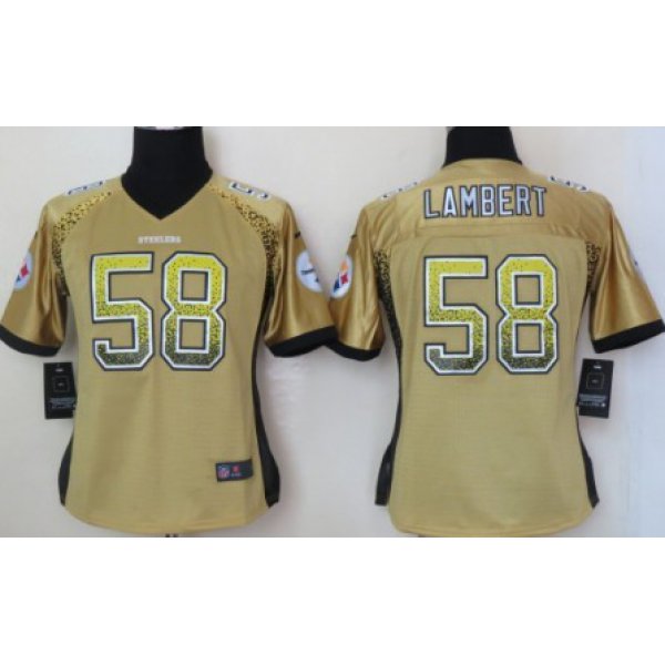 Nike Pittsburgh Steelers #58 Jack Lambert Drift Fashion Yellow Womens Jersey