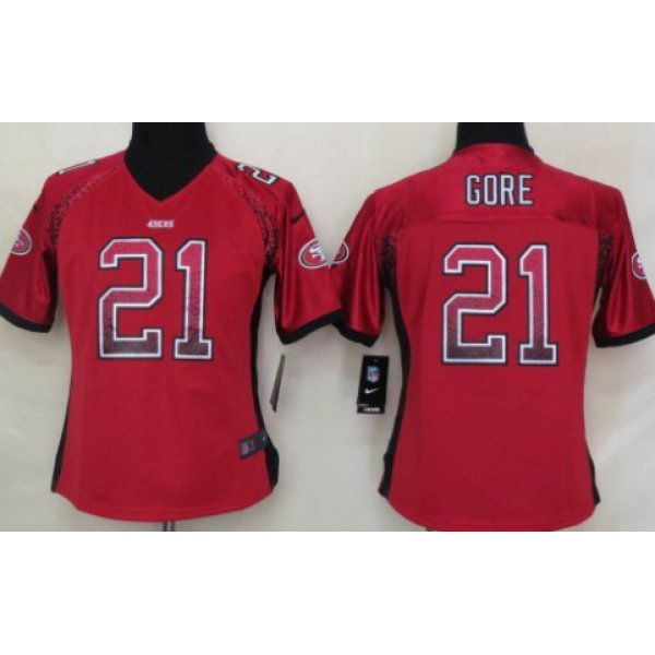 Nike San Francisco 49ers #21 Frank Gore Drift Fashion Red Womens Jersey