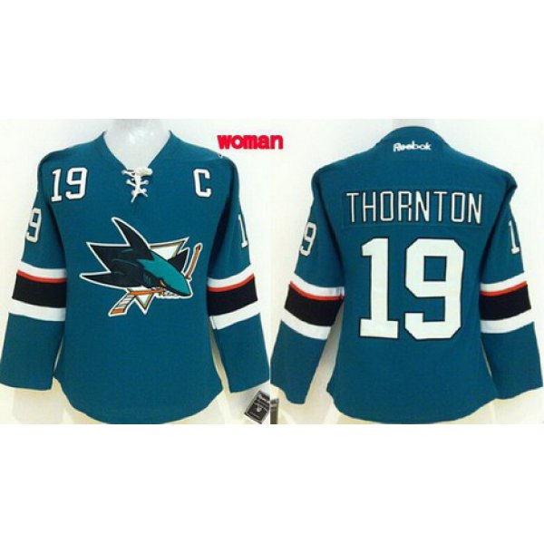 San Jose Sharks #19 Joe Thornton 2014 Blue Womens Jersey