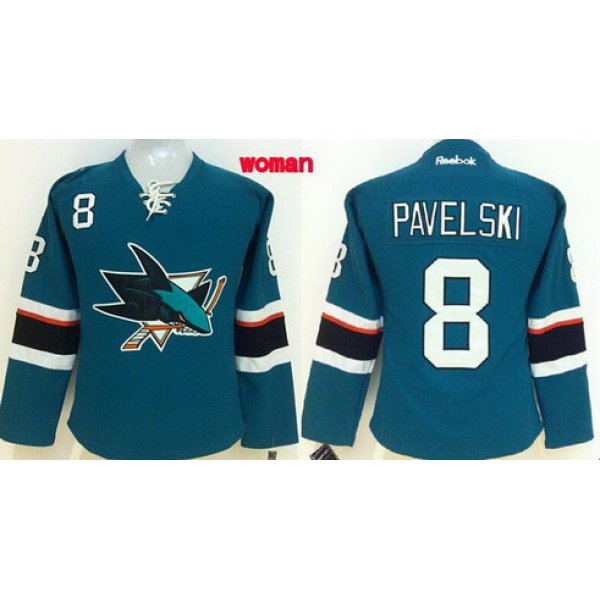 San Jose Sharks #8 Joe Pavelski 2014 Blue Womens Jersey