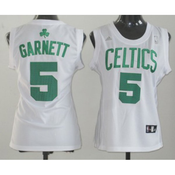 Boston Celtics #5 Kevin Garnett White Womens Jersey