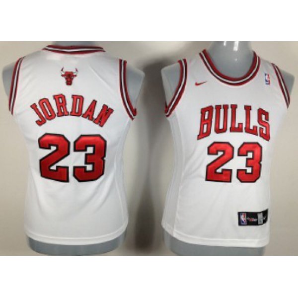 Chicago Bulls #23 Michael Jordan White Womens Jersey