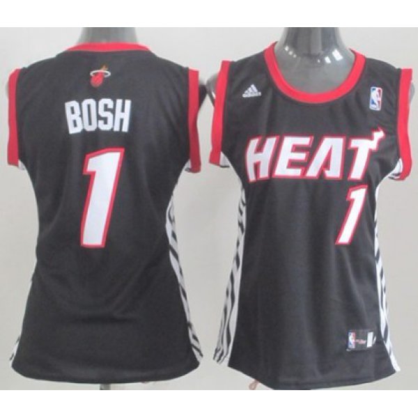 Miami Heat #1 Chris Bosh Black Womens Jersey