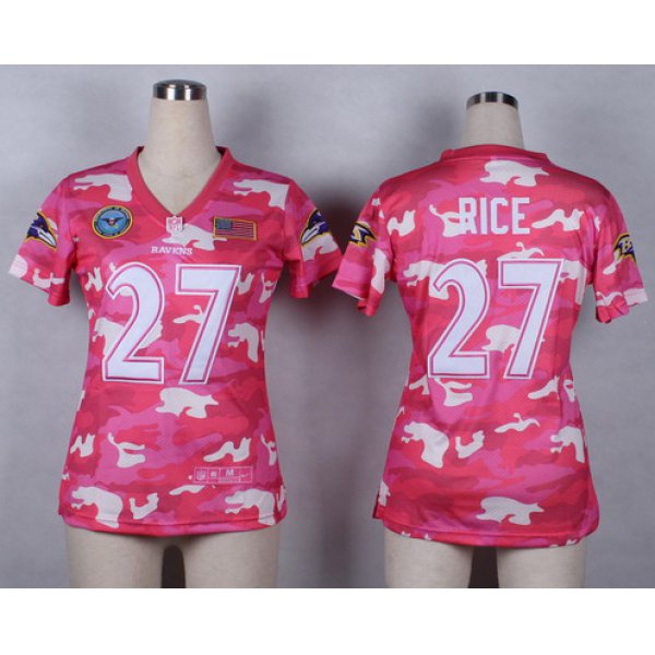 Nike Baltimore Ravens #27 Ray Rice 2014 Salute to Service Pink Camo Womens Jersey
