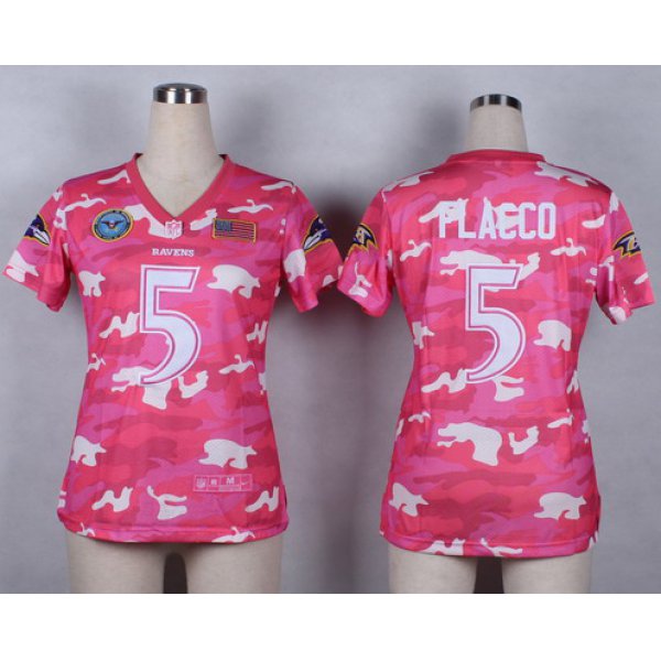 Nike Baltimore Ravens #5 Joe Flacco 2014 Salute to Service Pink Camo Womens Jersey
