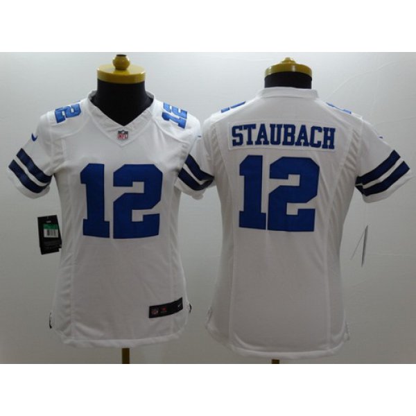 Nike Dallas Cowboys #12 Roger Staubach White Limited Womens Jersey