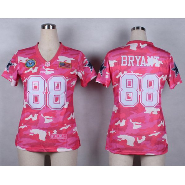 Nike Dallas Cowboys #88 Dez Bryant 2014 Salute to Service Pink Camo Womens Jersey