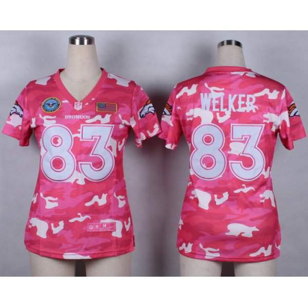 Nike Denver Broncos #83 Wes Welker 2014 Salute to Service Pink Camo Womens Jersey