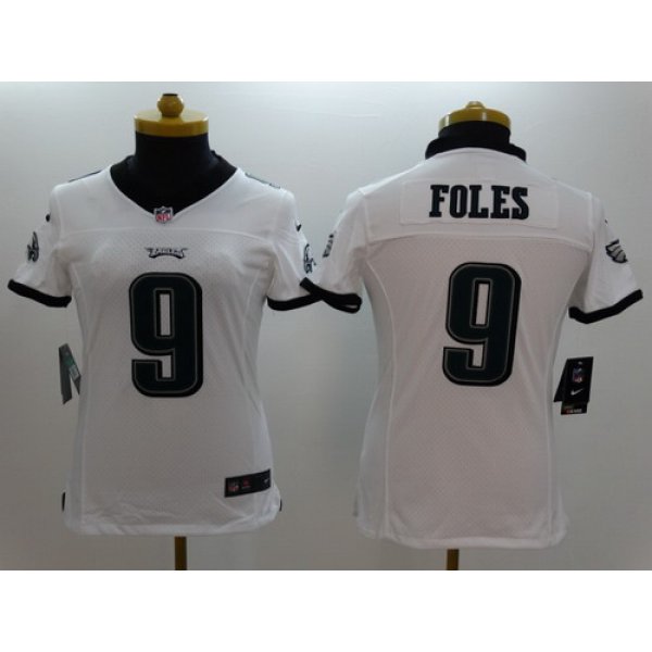 Nike Philadelphia Eagles #9 Nick Foles White Limited Womens Jersey