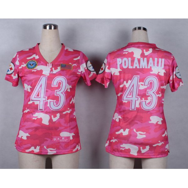 Nike Pittsburgh Steelers #43 Troy Polamalu 2014 Salute to Service Pink Camo Womens Jersey