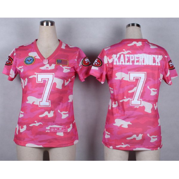 Nike San Francisco 49ers #7 Colin Kaepernick 2014 Salute to Service Pink Camo Womens Jersey