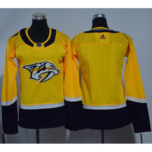 Adidas Nashville Predators Blank Yellow Home Authentic Women's Stitched NHL Jersey