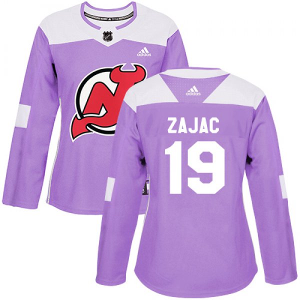 Adidas New Jersey Devils #19 Travis Zajac Purple Authentic Fights Cancer Women's Stitched NHL Jersey