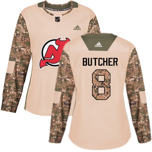 Adidas New Jersey Devils #8 Will Butcher Camo Authentic 2017 Veterans Day Women's Stitched NHL Jersey