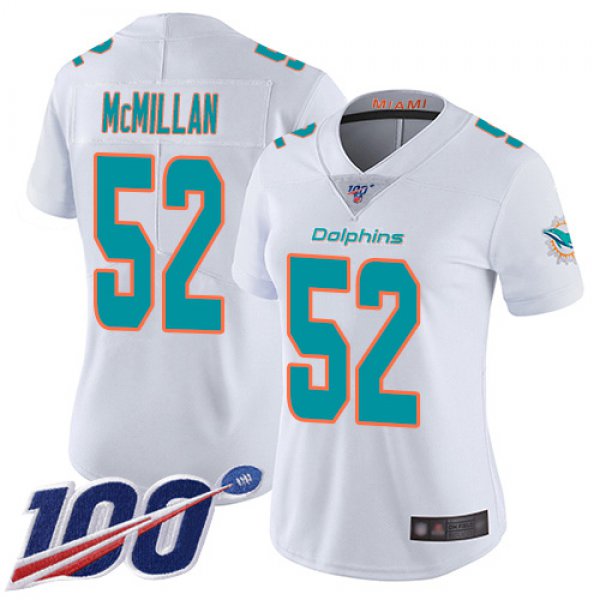 Nike Dolphins #52 Raekwon McMillan White Women's Stitched NFL 100th Season Vapor Limited Jersey