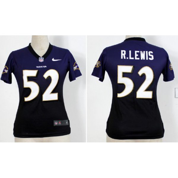 Nike Baltimore Ravens #52 Ray Lewis Purple/Black Fadeaway Womens Jersey