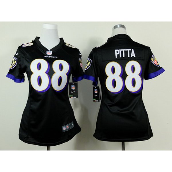 Nike Baltimore Ravens #88 Dennis Pitta 2013 Black Game Womens Jersey