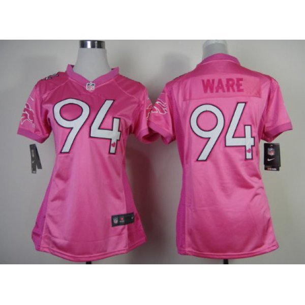 Nike Denver Broncos #94 DeMarcus Ware Pink Love Womens Jersey