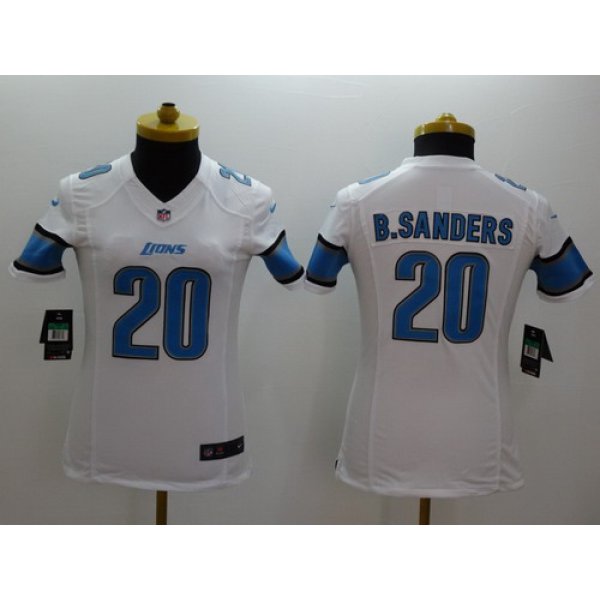 Nike Detroit Lions #20 Barry Sanders White Limited Womens Jersey