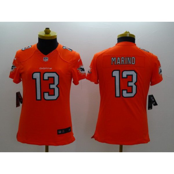 Nike Miami Dolphins #13 Dan Marino 2013 Orange Limited Womens Jersey