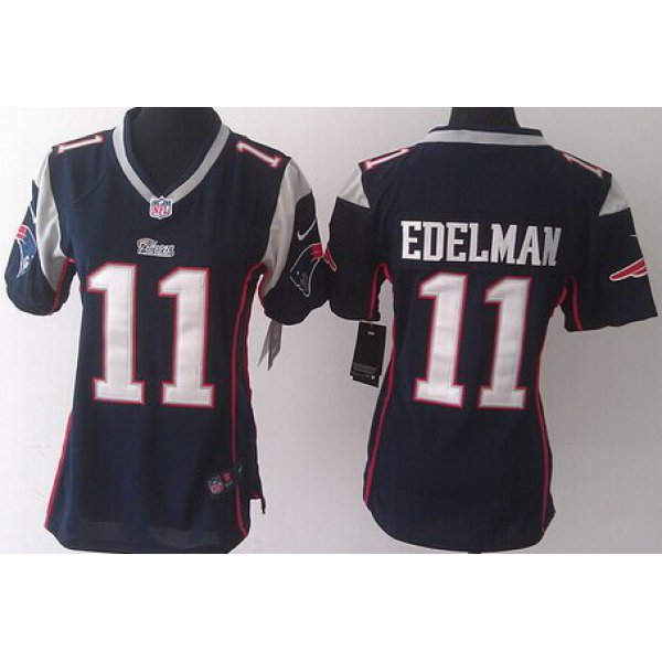 Nike New England Patriots #11 Julian Edelman Blue Game Womens Jersey