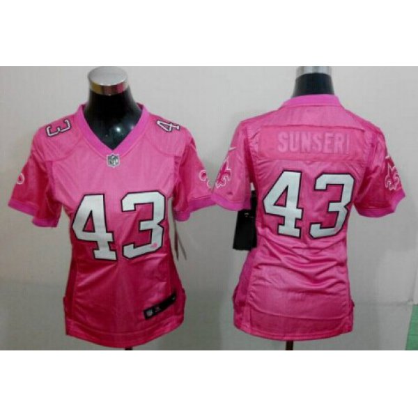 Nike New Orleans Saints #43 Vinnie Sunseri Pink Love Womens Jersey