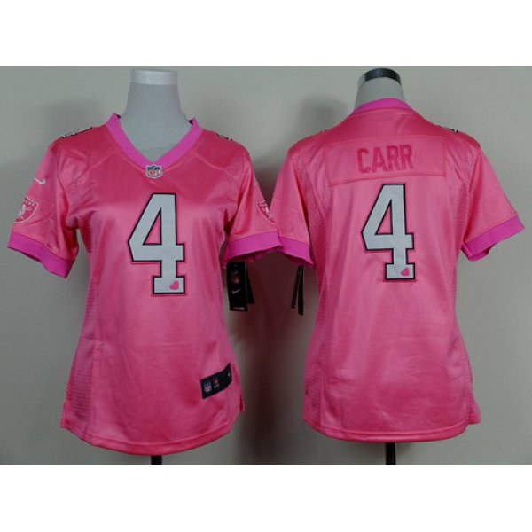 Nike Oakland Raiders #4 Derek Carr Pink Love Womens Jersey