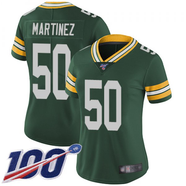 Nike Packers #50 Blake Martinez Green Team Color Women's Stitched NFL 100th Season Vapor Limited Jersey