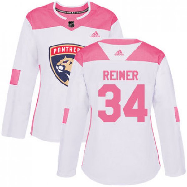 Adidas Florida Panthers #34 James Reimer White Pink Authentic Fashion Women's Stitched NHL Jersey