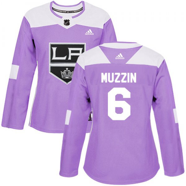 Adidas Los Angeles Kings #6 Jake Muzzin Purple Authentic Fights Cancer Women's Stitched NHL Jersey