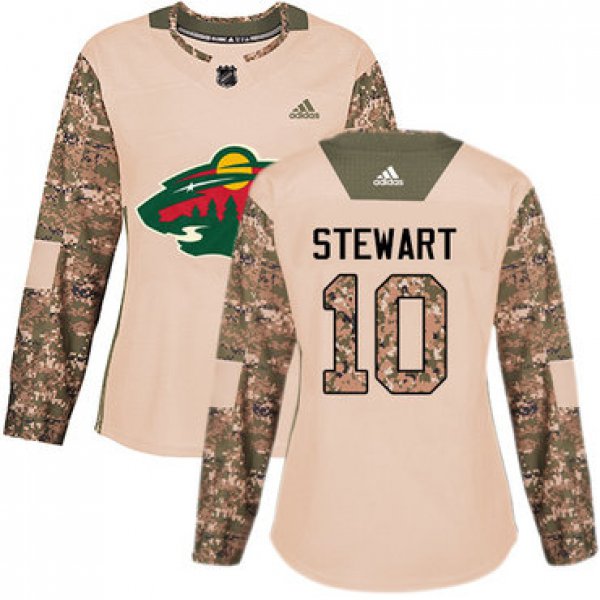 Adidas Minnesota Wild #10 Chris Stewart Camo Authentic 2017 Veterans Day Women's Stitched NHL Jersey