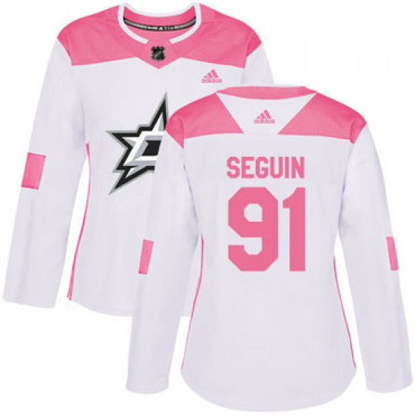 Adidas Dallas Stars #91 Tyler Seguin White Pink Authentic Fashion Women's Stitched NHL Jersey