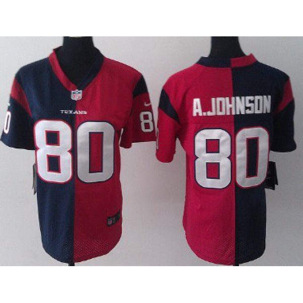 Nike Houston Texans #80 Andre Johnson Blue/Red Two Tone Womens Jersey