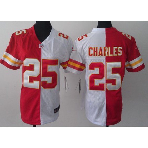 Nike Kansas City Chiefs #25 Jamaal Charles Red/White Two Tone Womens Jersey