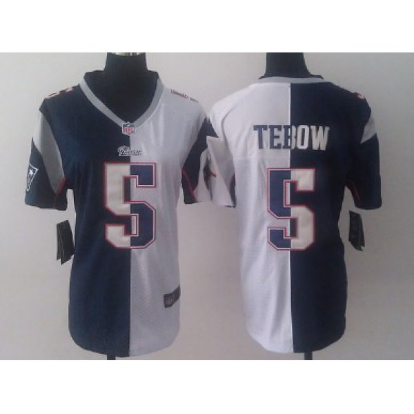 Nike New England Patriots #5 Tim Tebow Blue/White Two Tone Womens Jersey