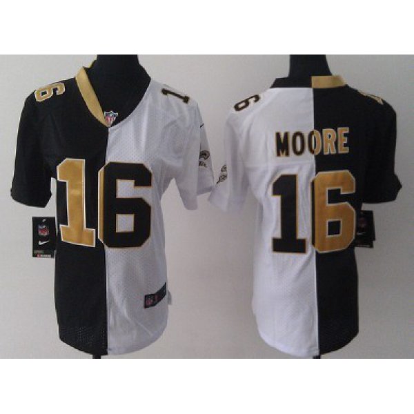 Nike New Orleans Saints #16 Lance Moore Black/White Two Tone Womens Jersey