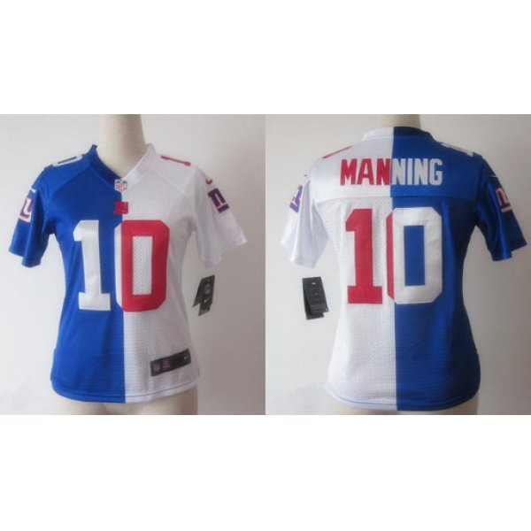 Nike New York Giants #10 Eli Manning Blue/White Two Tone Womens Jersey