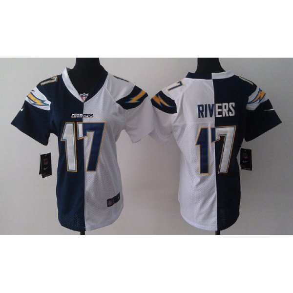 Nike San Diego Chargers #17 Philip Rivers Navy Blue/White Two Tone Womens Jersey