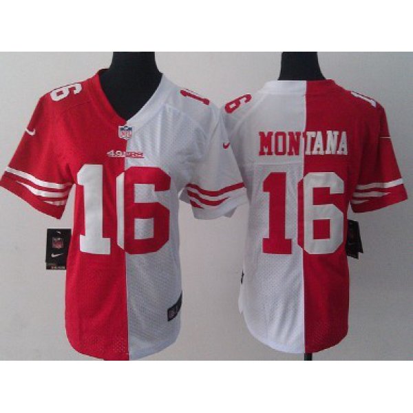 Nike San Francisco 49ers #16 Joe Montana Red/White Two Tone Womens Jersey