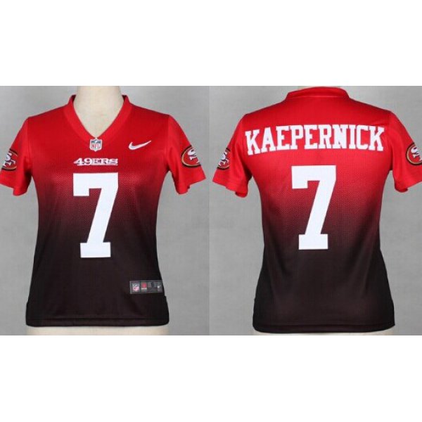 Nike San Francisco 49ers #7 Colin Kaepernick Red/Black Fadeaway Womens Jersey