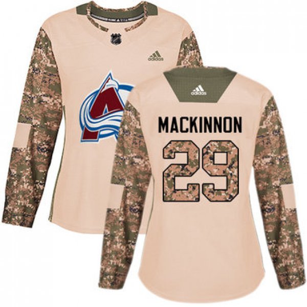 Adidas Colorado Avalanche #29 Nathan MacKinnon Camo Authentic 2017 Veterans Day Women's Stitched NHL Jersey