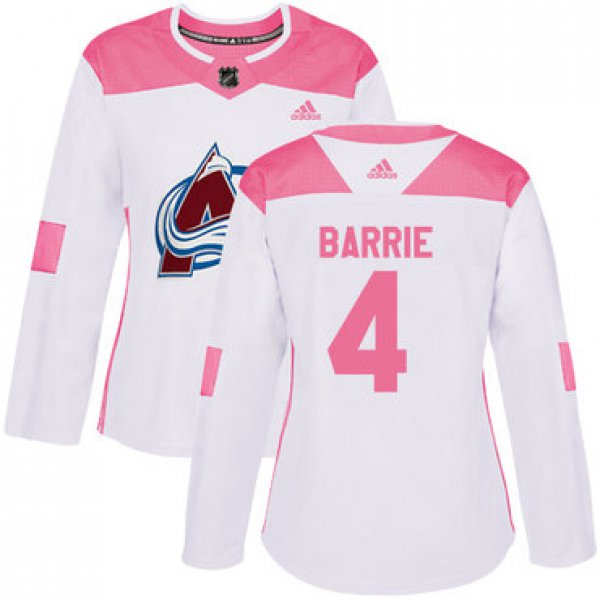 Adidas Colorado Avalanche #4 Tyson Barrie White Pink Authentic Fashion Women's Stitched NHL Jersey