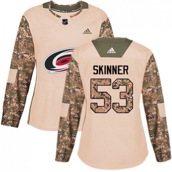 Adidas Carolina Hurricanes #53 Jeff Skinner Camo Authentic 2017 Veterans Day Women's Stitched NHL Jersey