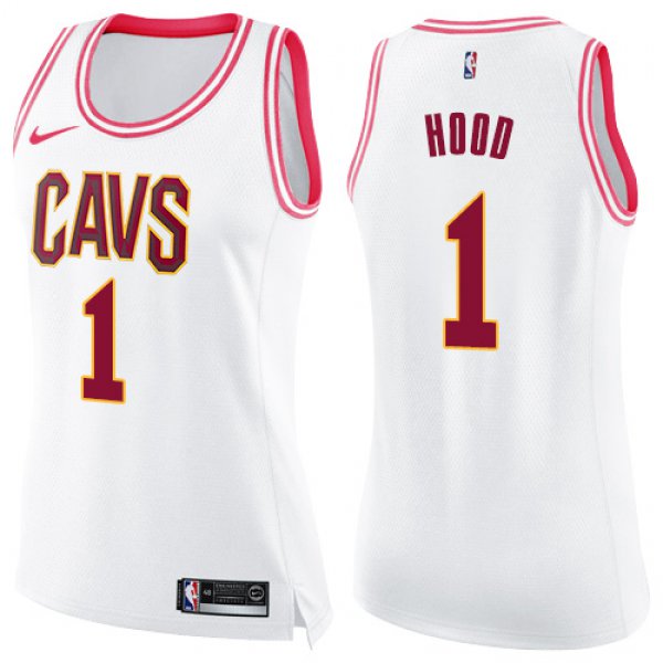 Nike Cleveland Cavaliers #1 Rodney Hood White Pink Women's NBA Swingman Fashion Jersey